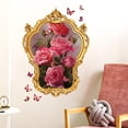 thumbnail image 2 of Adhesivos de pared creativos con marco de espejo con rosas rosadas y culata, 2 of 4
