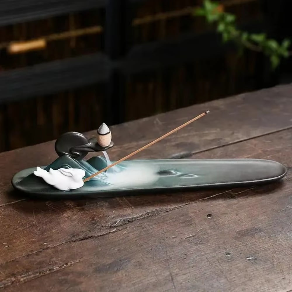 1pc Ceramic Moon Rabbit Backflow Incense Burner Incense Stick Holder, Home Decor (Without Incense)