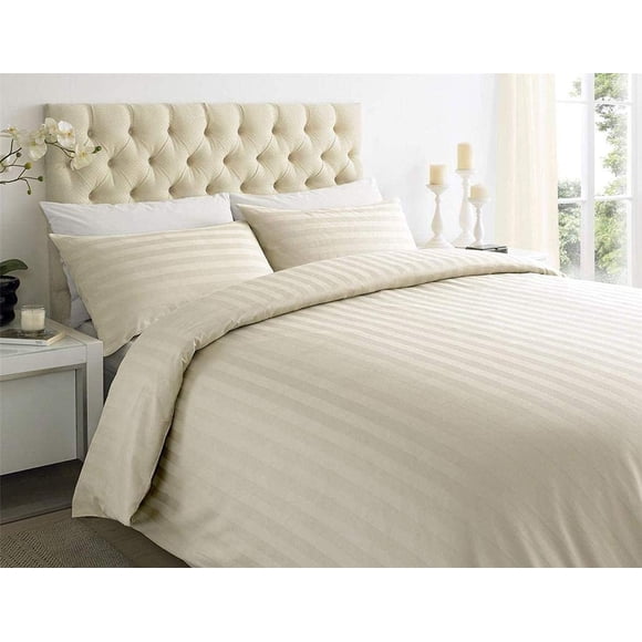 300 Thread Count 100% Egyptian Cotton 3-Piece Flat Sheet (1 Flat Sheet + 2 Pillow Covers) Stripe Pattern