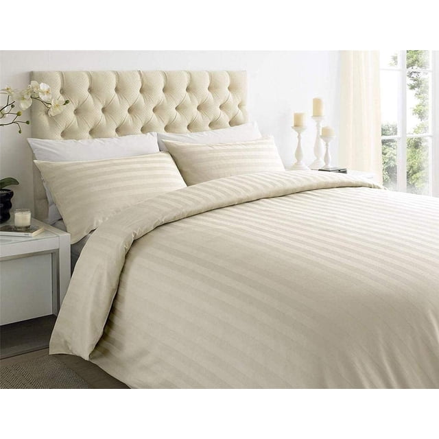 1100 Thread Count 100% Egyptian Cotton 3-Piece Flat Sheet (1 Flat Sheet + 2 Pillow Covers) Stripe Pattern
