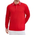thumbnail image 1 of Camisa polo de golf de negocios de manga larga de ajuste regular para hombres, color sólido, L roja, 1 of 6