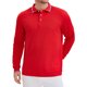 thumbnail image 1 of Camisa polo de golf de negocios de manga larga de ajuste regular para hombres, color sólido, L roja, 1 of 6