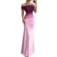 thumbnail image 3 of Laqbezok Women's Gradient Off-Shoulder Maxi Dress, French Chic Slim Fit Evening Gown, Ombre Ruched Mermaid Dress for Party Wedding, 3 of 6