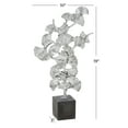 thumbnail image 4 of 10" x 19" Silver Polystone Handmade Floral Sculpture with Black Block Base, by DecMode, 4 of 10