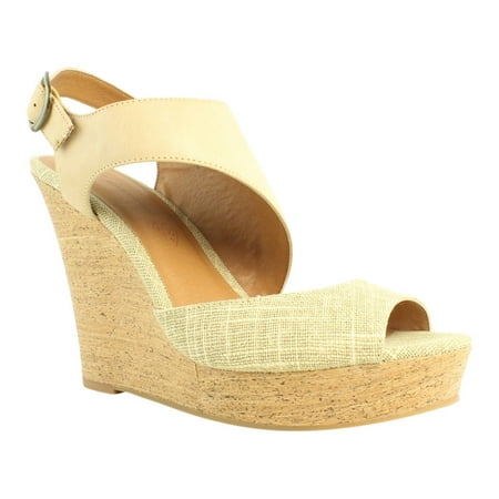 BC Footwear Womens Chihuahua Natural/Tan Strappy Heels Size 9.5
