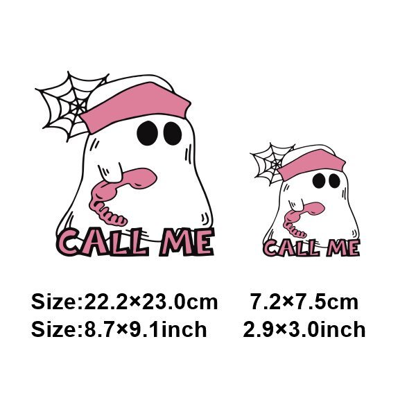 Calcomanías de ropa de terror para colgar, pegatinas térmicas rosas de película de terror de Halloween, transferencia de calor, Parches de hierro