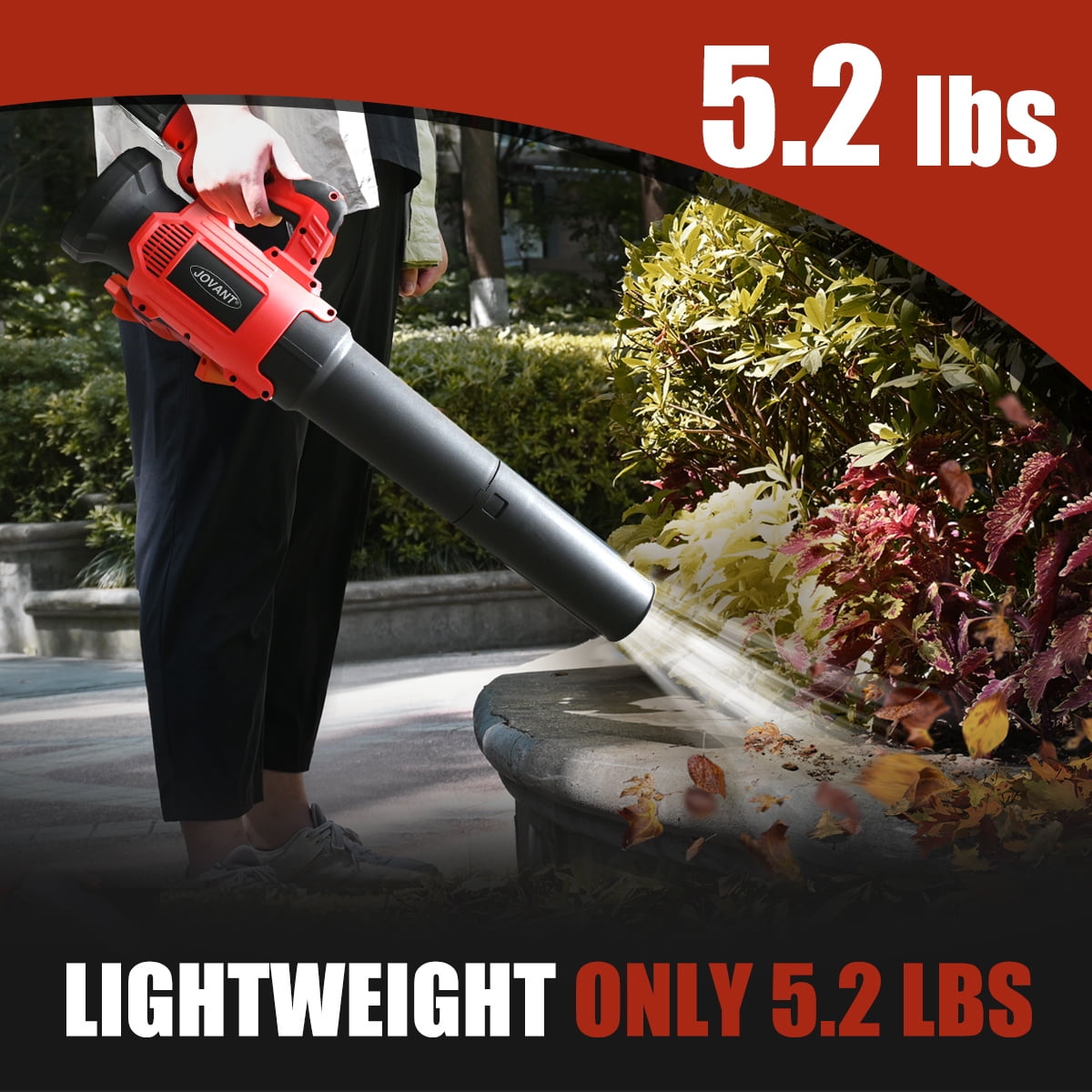 JOVANT Cordless Leaf Blower, 615CFM with 6 Speed Levels, Electric Battery-Powered Turbo Blower, Includes 2*4.0Ah Batteries and Charger, for Lawn Care, Yard , Leaf Blowing, Debris and Snow Clearing