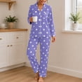thumbnail image 4 of Blmnix Womens Sleepwear Button Up Pajamas Sleepwear Sets Bamboo Pajamas Pjs Sets Collared Straight-Leg Purple Long Sleeve Full Soft Pajama Set for Women,L, 4 of 7