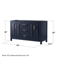 thumbnail image 3 of Wyndham Collection Daria 60" No Sink Wood Double Bathroom Vanity in Blue/Gold, 3 of 3