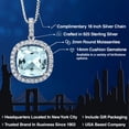 thumbnail image 2 of Gem Stone King 925 Sterling Silver Sky Blue Simulated Aquamarine and White Moissanite Pendant Necklace for Women (12.05 Cttw, Cushion 14MM, with 18 inch Silver Chain), 2 of 7