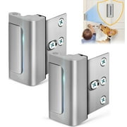 2 Pack Door Reinforcement Lock for Kids Safety Withstand 800lbs Door Latch Lock, Add a Door Security Lock- Silver Extra Door Lock with 8 Screws Prevents Unauthorized Entry