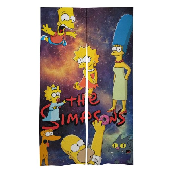 Cortina para puerta de Los Simpsons, cortina opaca para puerta de 34 x 57 pulgadas, cortina divisoria para privacidad de habitación para decoración del hogar, dormitorio, cocina, 2 paneles