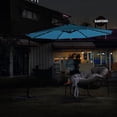thumbnail image 2 of Leumius 10ft Solar LED Patio Umbrella, Offset Cantilever Outdoor Umbrella with 40 LED Lights, Infinite Tilt, 360 Degree Rotation, Crank Handle for Pool Deck Garden Backyard,Light Green(No Base), 2 of 12