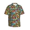 thumbnail image 3 of Xecao Color Summer print Hawaiian shirt - a stylish short-sleeve button-down for men, perfect for casual beach and tropical outings., 3 of 9