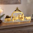 thumbnail image 5 of Lilixerw Gold Nativity Scene Figurine, Acrylic Mirror Tabletop Stable Decor on Clear Base, Compact Tabletop Manger Scene for Christmas Mantel Home Decorations, 5 of 7