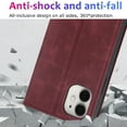thumbnail image 6 of Allytech Magnetic Flip Folio Case for Apple iPhone 11 6.1 inch,Plain Leather RFID Blocking Card Slots Wallet Kickstand Phone Cover,Red, 6 of 10