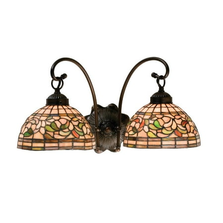 18717 Meyda 18"W Tiffany Turning Leaf 2 Lt Wall Sconce