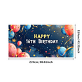 thumbnail image 3 of Blue Backdrop Happy 16th Birthday Banner with Balloons Stars and Hearts Party Decors Photography Props for Birthday Party Celebration Photo Booth Setup, 3 of 4