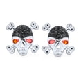 thumbnail image 2 of Bling Jewelry Womens Unisex Dia De Los Muertos CZ Stud Earrings Skull Crossbones Red Eye Silver Brass, 2 of 4