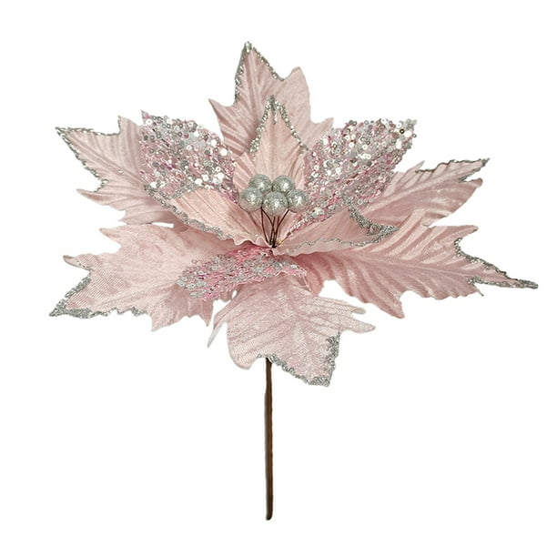 1 pieza de decoración para árbol de Navidad, flores de imitación, material de tela, flores de imitación para bodas, fiestas, salones y otras decoraciones, regalos navideños.