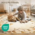 thumbnail image 4 of ODIKA 2'x3' Washable Throw Rug Non-Slip, Low Profile, Flatwoven, Easy Care Neutral Fall Vintage Boho Interlocking Vine Border Cream Scroll for Hallway, Study Room, 4 of 7