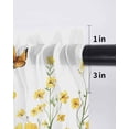 thumbnail image 6 of Yellow Spring Floral Curtains 45 Inch Length,Sheer Curtains for Bedroom Living Room Window Pastoral Summer Botanical Daisy Rod Pocket Voile Drapes Kitchen Curtains Small Half Window 42"x45" 2 Panels, 6 of 7