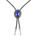 thumbnail image 4 of Collar Bolo Tie Vintage Vaquero Occidental Yinane Aleación de Zinc Colgante Ovalada Azul, 4 of 8