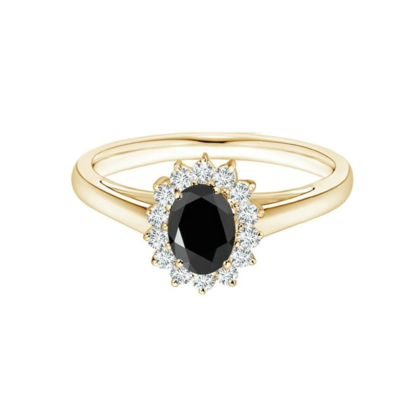 Princess Diana Oval 1 Ctw Black Spinel 925 Silver Yellow Gold Vermeil Ring