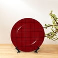 thumbnail image 6 of Wukai Red Black Houndstooth Print Decorative Plate for Display,Bone China Decorative Plate, Ceramic Dinner Plate with Stand, Vertical Ceramic Plate-6in, 6 of 6