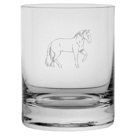 Palomino Body - Alternate Horse Themed Etched 10.25oz Crystal Rocks Whisky Glass