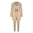 thumbnail image 2 of Innerwin Cardigan Outfit Set Open Front Women Fuzzy 3 Piece Sweatsuit Sleep Solid Color Regular Lounge Sets Camel L, 2 of 7