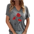thumbnail image 1 of Birdeem Mode Décontractée pour Femmes Blouses à Manches Courtes Imprimées Col en V T-Shirts Hauts, 1 of 12
