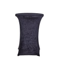 thumbnail image 2 of Balsa Circle Black Round Fitted Cocktail Table Cover Crushed Velvet Tablecloth Party Events Decorations Supplies, 2 of 8
