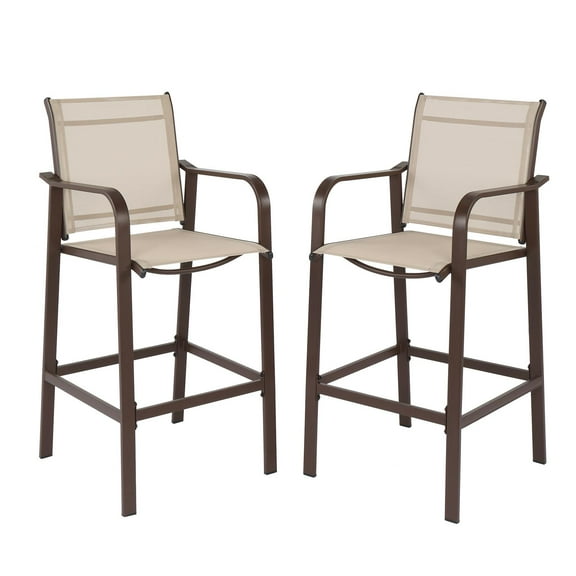 BaytoCare Patio Bar Stools Set of 2, Outdoor Bar Height Patio Stools & Bar Chairs