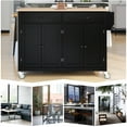 thumbnail image 6 of Triple Tree Rolling Kitchen Islands with Two Drawers, Solid Wood MDF Black, 54.33 in, 6 of 7