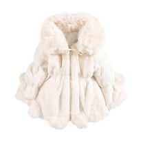 GYRATEDREAM Baby Girls Faux Fur Warm Cloak Coat Cute Winter Furry Cape Jacket Fluffy Plush Fleece Outwear with Bowknot for 6Y White