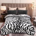 thumbnail image 2 of MERRY HOME Full/Queen Size Fleece Blanket For Bed, A & B Patterns Soft Warm Animal Blanket, Microfiber Plush Middle Weight Bed Blanket For All Season, Black White Tiger/Tiger Stripes, 5LB, 75"x87", 2 of 8