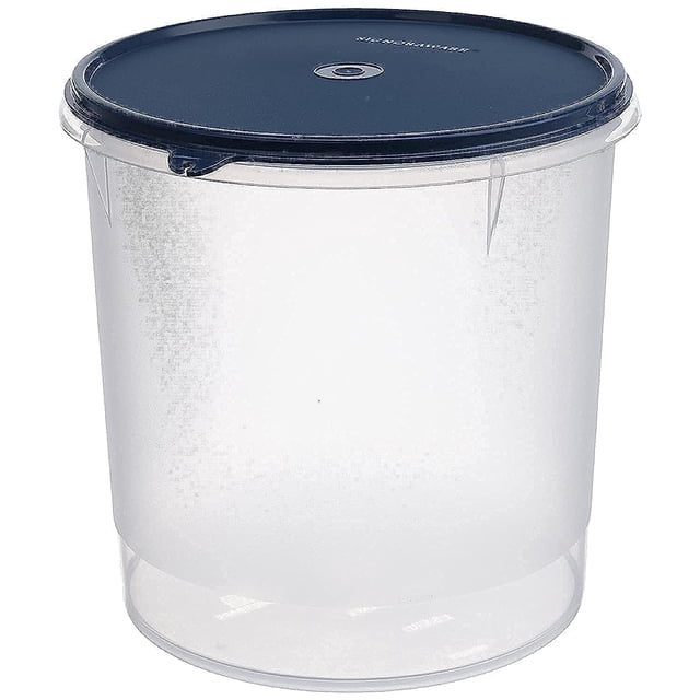 Contenedores de plástico redondos modulares multiusos Signoraware de 5,5 litros con tapa | Aptos para uso alimentario, sin BPA y a prueba de fugas | Organizadores para arroz, especias, harina y granos