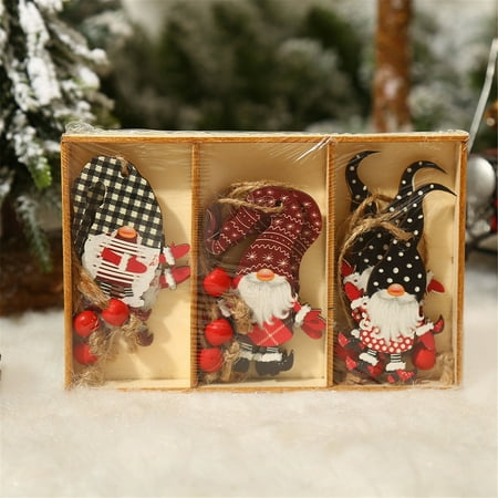 

Dvkptbk Home Decoration Props Painted Cute Forest Man Pendant Christmas Wooden Pendant
