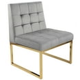 thumbnail image 5 of Gray Metal Frame Tufted Velvet Single Sofa Armless Accent Chair, Leisure Chair, Set of 1, 5 of 9