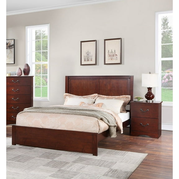 Brown Finish Chic Design 3pc California King Size Bed Set Bedroom Furniture 2x Nightstands Wooden Headboard Footboard