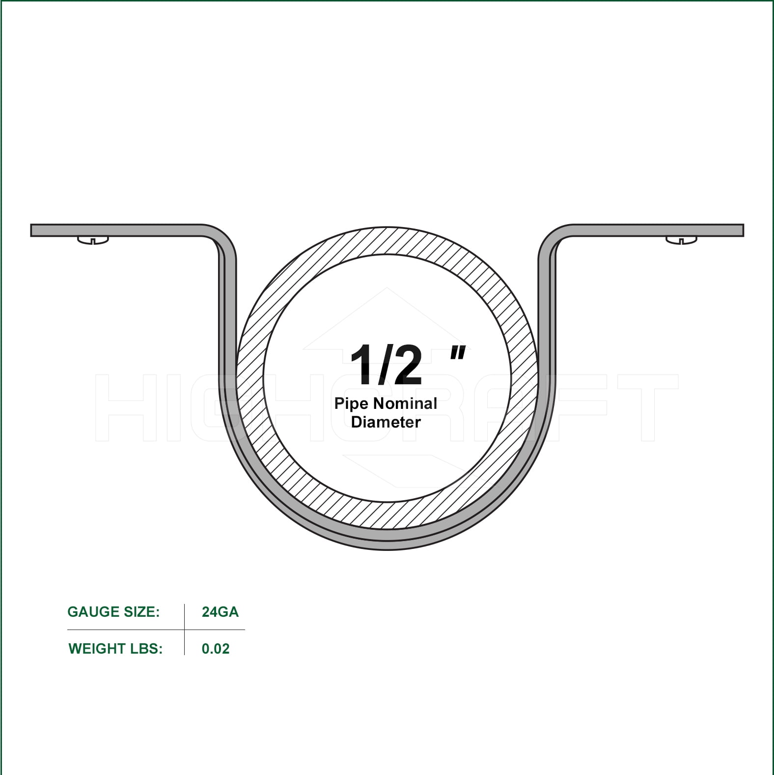 Highcraft 2-Hole Copper Pipe Strap U Bracket 1/2", 100 Pk