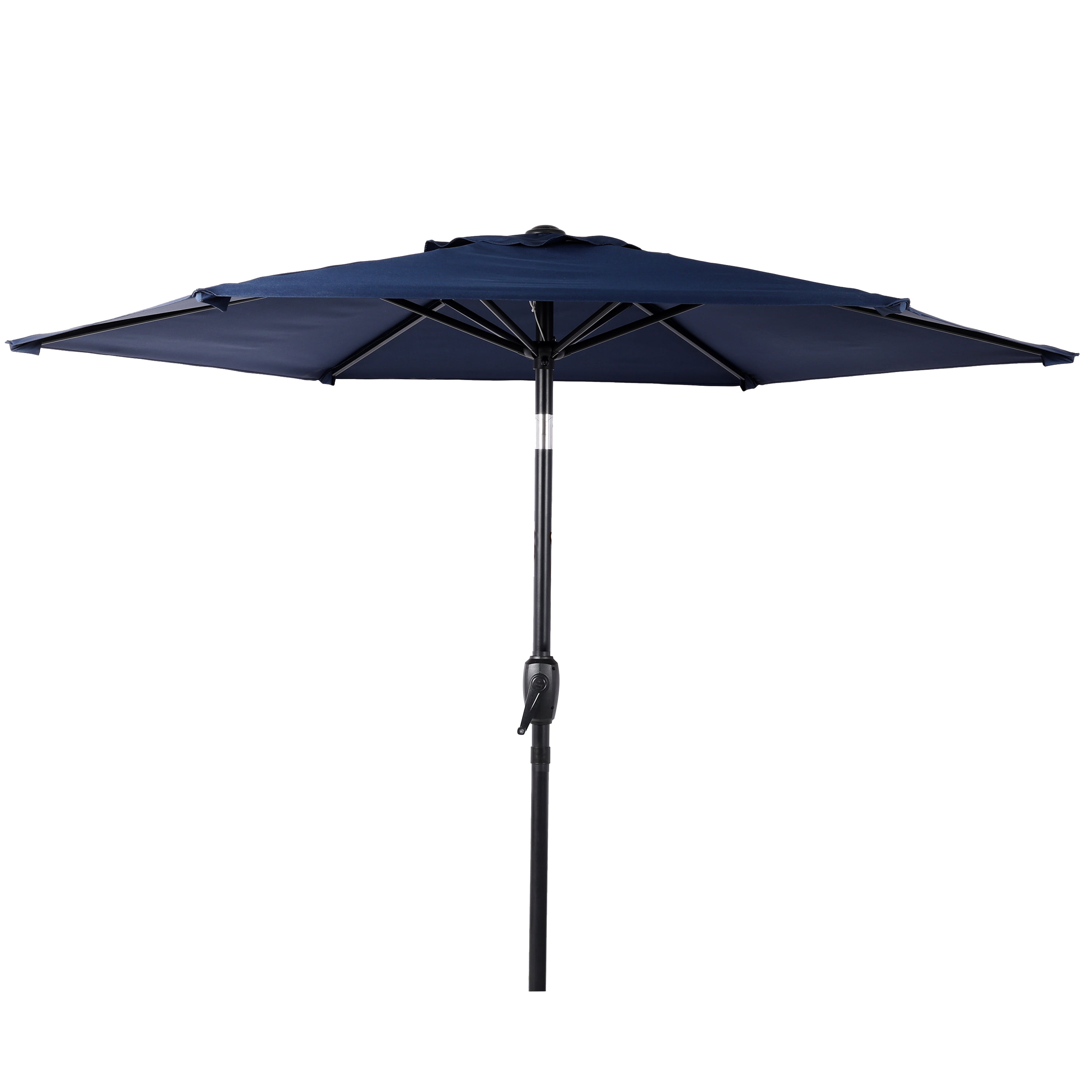 10FT Blue Outdoor Market Patio Umbrella with Crank & Push Button 45° Tilt, 6-Rib Iron Pole PA Waterproof Polyester Canopy for Garden Deck Pool Backyard, Base Not Included