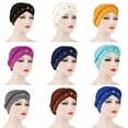thumbnail image 4 of Limei Women Turban,Colorful Floral Printed One Plait Elegant Stretch Turban Head Wrap for Cancer Chemo (Sapphire Blue), 4 of 7