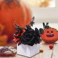 thumbnail image 6 of CoudarTitie Halloween Artificial Flowers Boxed Faux Flowers in Wooden Box Decorative Flowers Dark Orange, 6 of 9