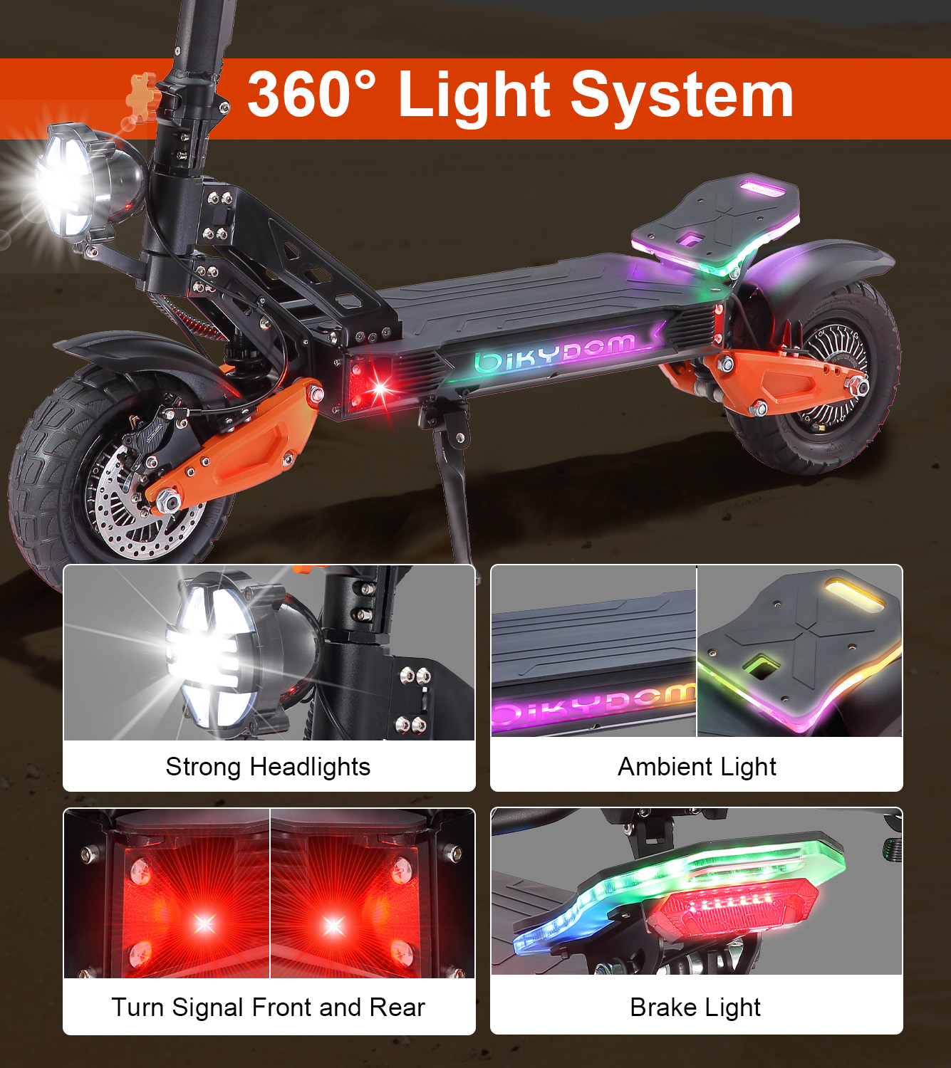 Bikydom 45Mph Electric Scooter for Adults with Seat, 5000W up to 50 Miles Range, 60V/25.6AH E-Scooter NFC Max Load 265lbs