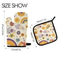 thumbnail image 2 of Yayeee Oven Mitts and Pot Holder Set of 2 Heat Resistant Kitchen Gloves Baking Hot Pad, Beige Retro Rainbow, 2 of 5