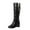 Black, variant on Women'S Stylish High Shaft Winter Boots Ladies Fashion Solid Color Leather Belt Buckle Cotton Boots Plush Wedge Heel Thick Soled Long Boots Women'S Plush Slip-On House Shoes