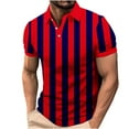 thumbnail image 6 of VgaVtl Summer Polo Shirts Men Short Sleeve Big and Tall Shirts for Men Running Casual Striped Button Red Shirts, 6 of 7