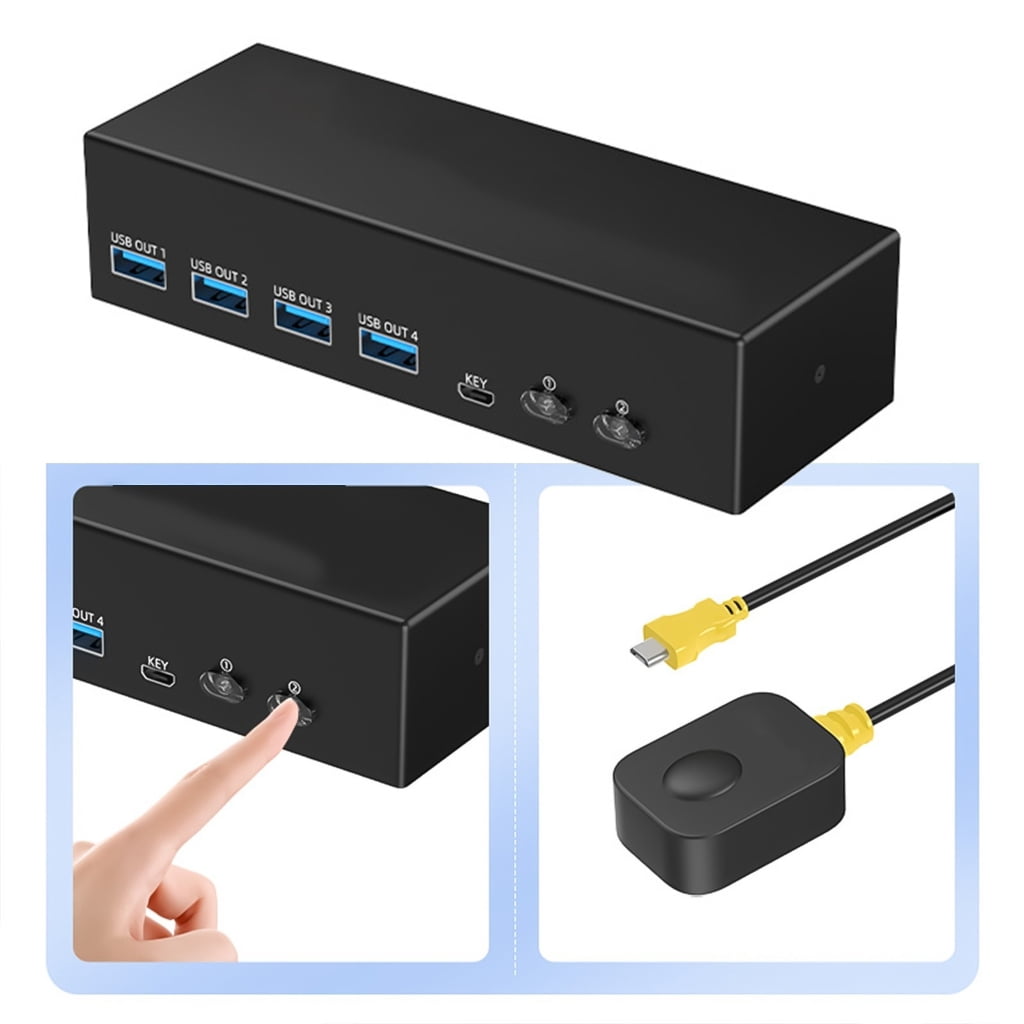 Two Monitors KVM Switches 8K Resolution for Two Computers with Keyboards and Mouse Sharing